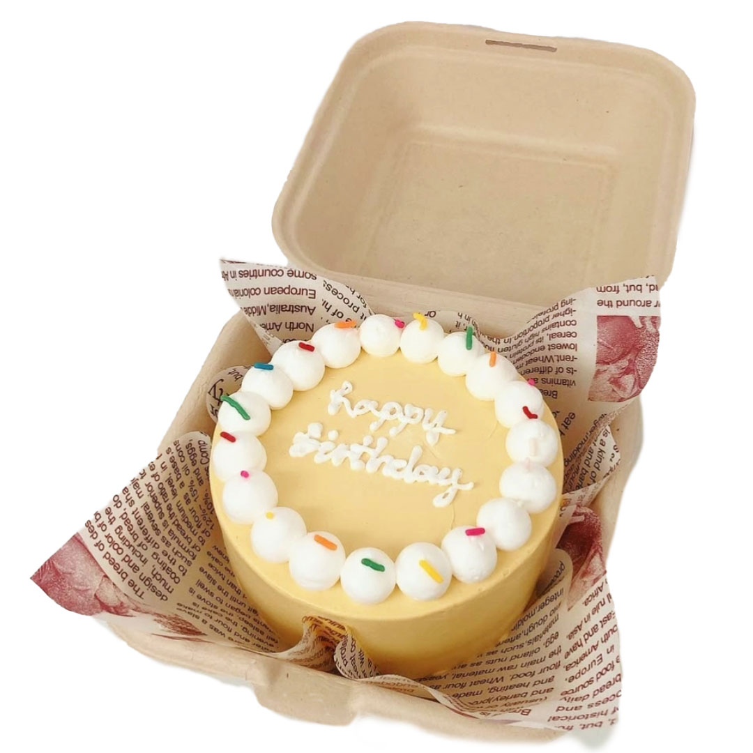 Yellow Creamy Birthday Bento Cake